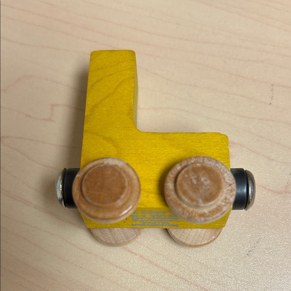 Yellow Wooden Toy Train Car